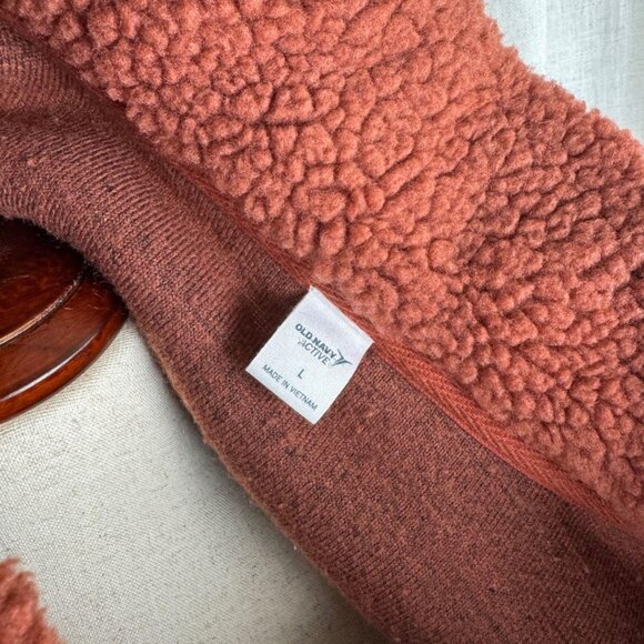 Old Navy Active Rust Sherpa Fleece Snap Front Jacket Women’s Size L - Picture 5 of 5